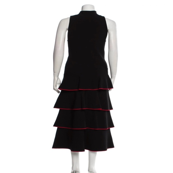 Proenza Schouler Long Navy Dress with Mock Neck and Tiered Skirt - Picture 3 of 7